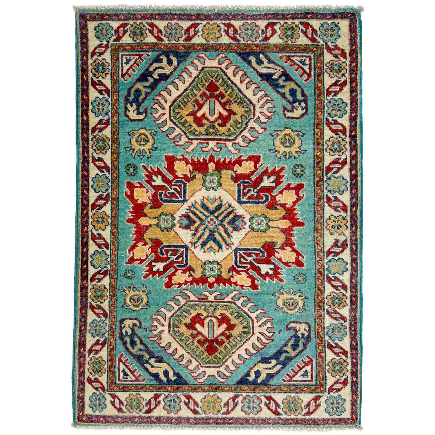 Hand Knotted Kazak Oriental Rug 2' 8" x 4' 0" ft / 82 x 121 cm - No. R37707