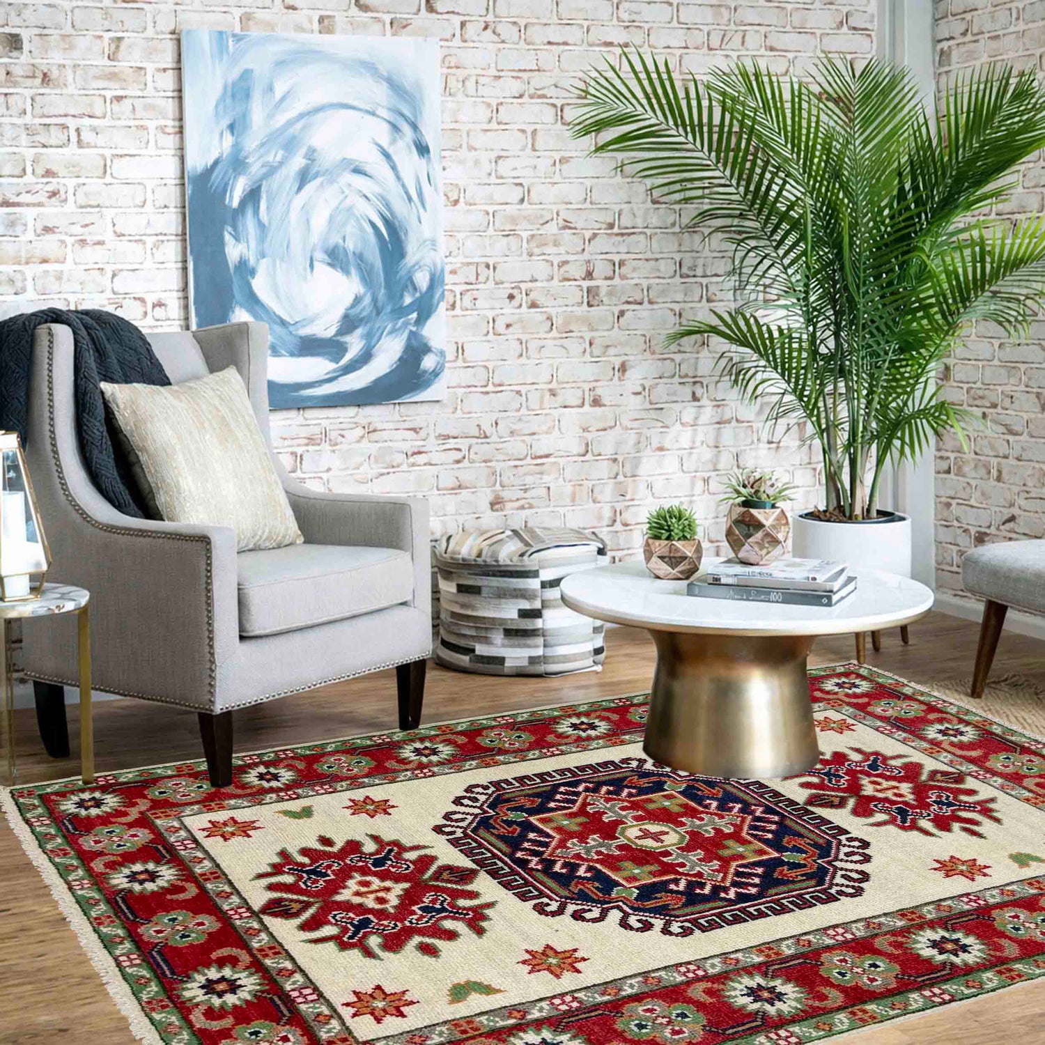 Hand Knotted Kazak Oriental Rug 2' 11" x 4' 1" ft / 90 x 125 cm - No. R37713