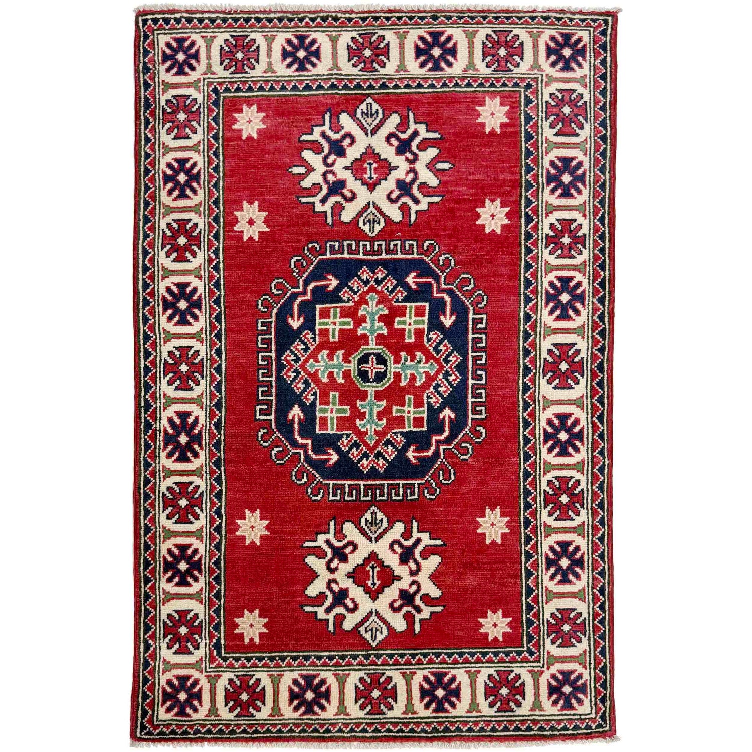 Hand knotted Kazak Carpet 2' 9" x 4' 2" ft / 83 x 126 cm - No. R37714