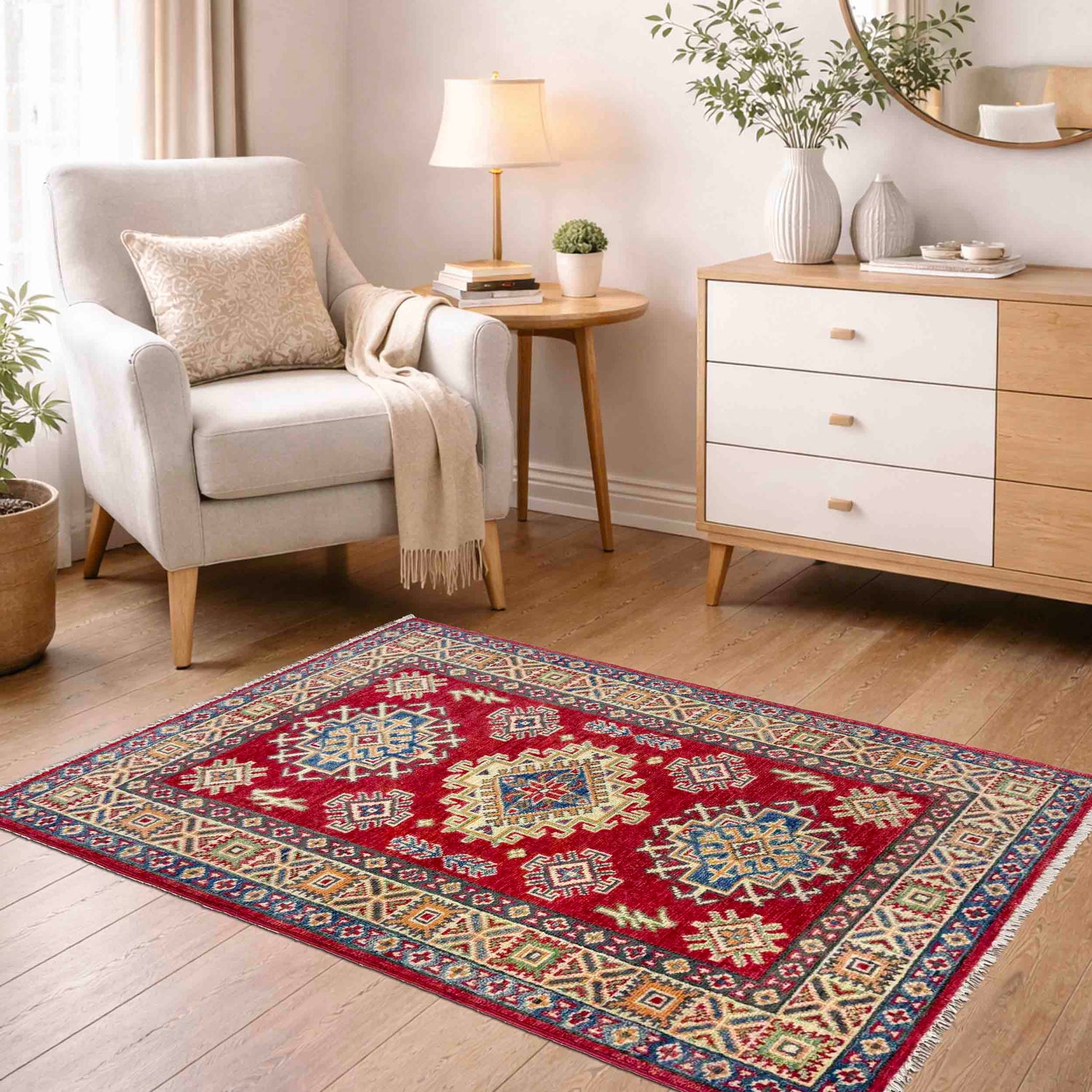 Handmade Kazak Area Rug 2' 7" x 3' 11" ft / 80 x 120 cm - No. R37715
