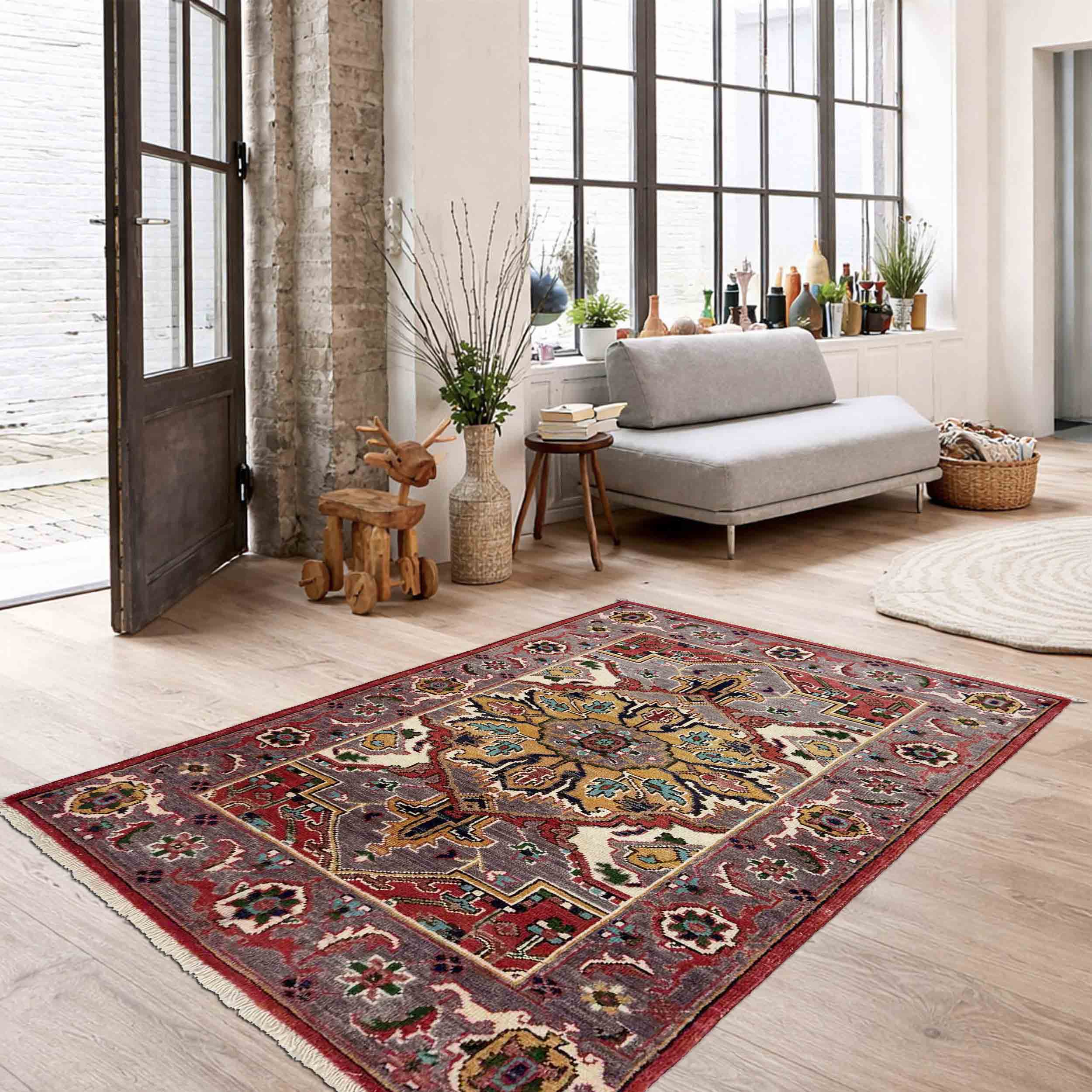 2.5x4 ft Afghan Heriz Handmade Carpet – Rug Sale. – ALLRUGO