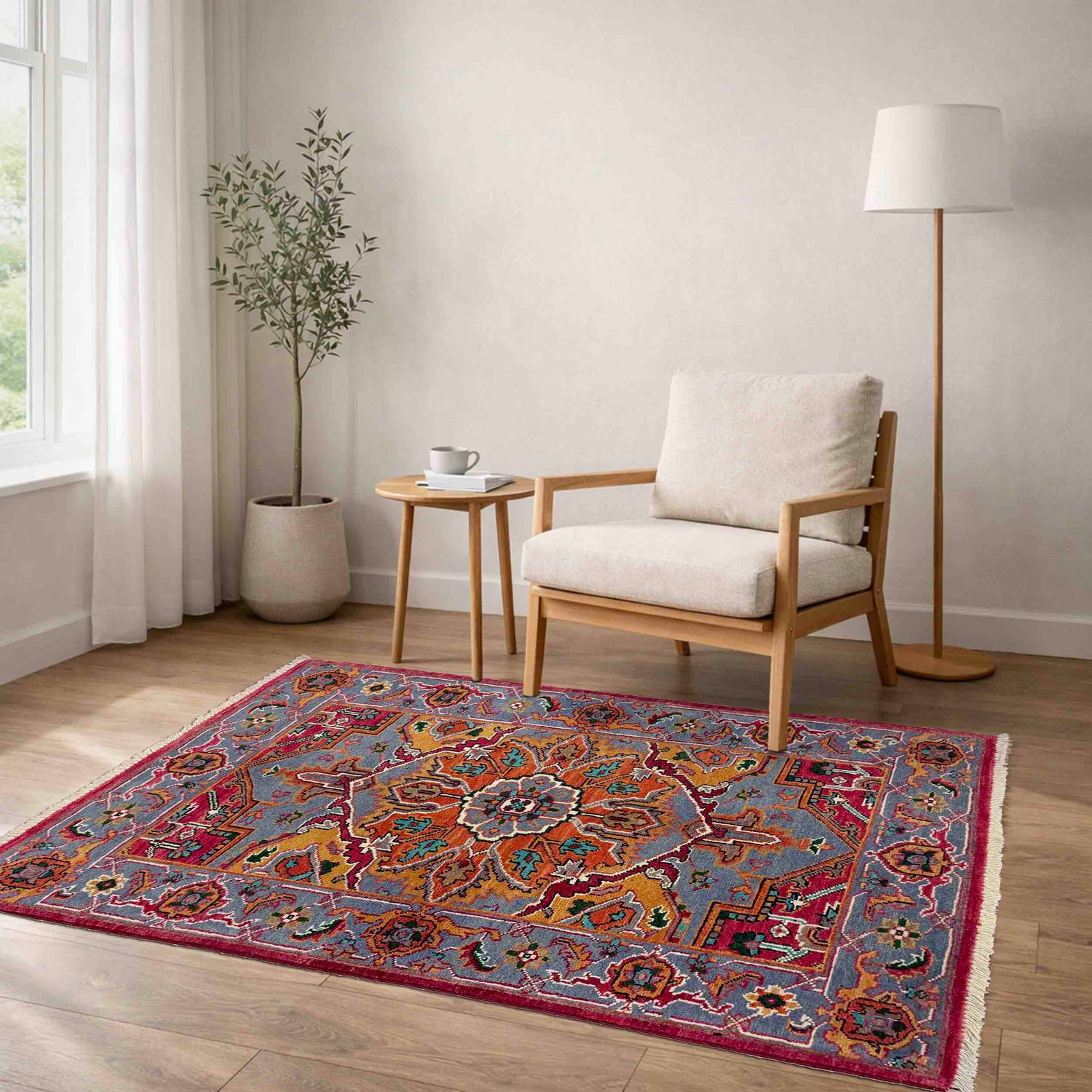 Handmade Persian Design Heriz Carpet 2' 8" x 4' 1" ft / 81 x 125 cm - No. R37718