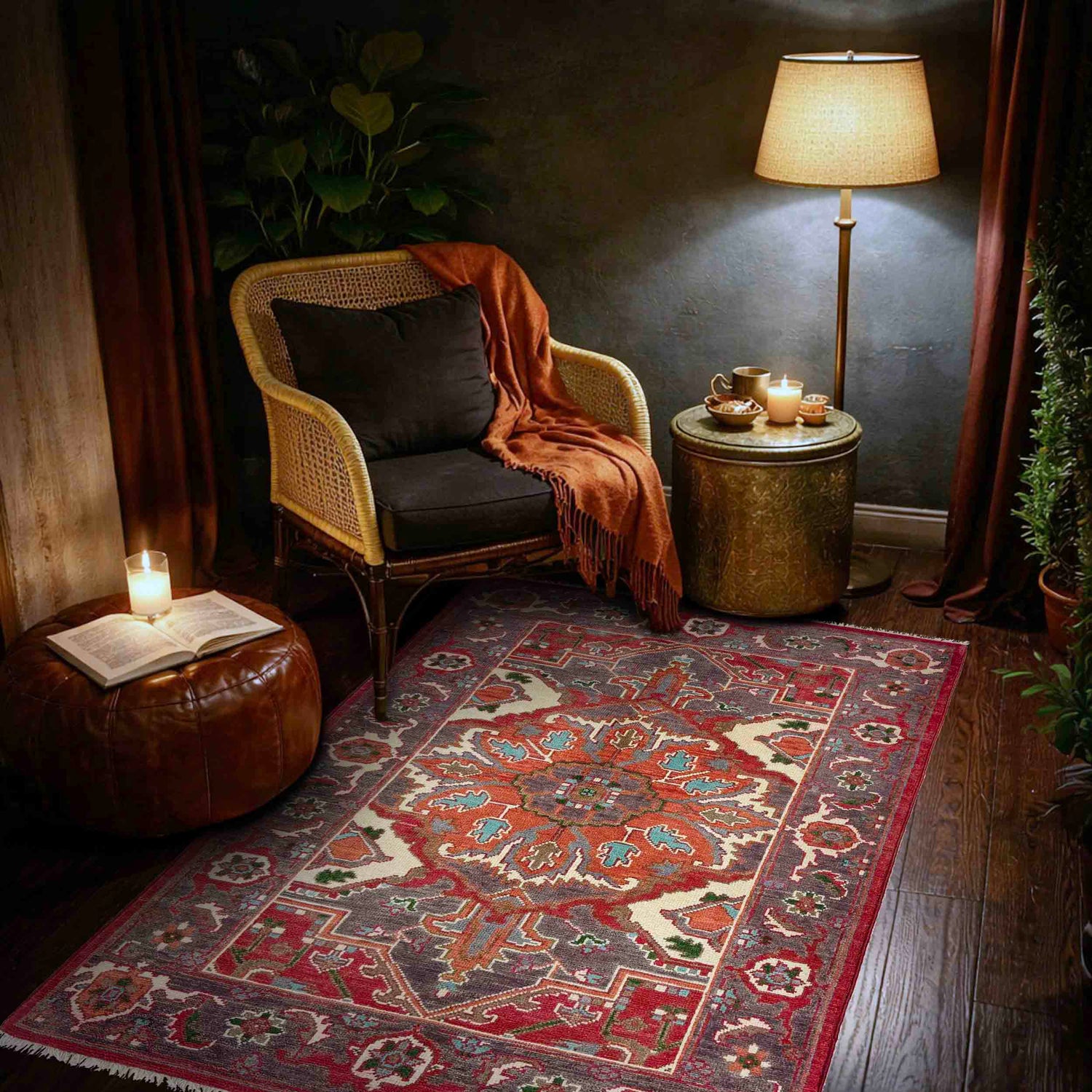 Multi Color Heriz Design Rug 2' 9" x 4' 0" ft / 84 x 122 cm - No. R37719