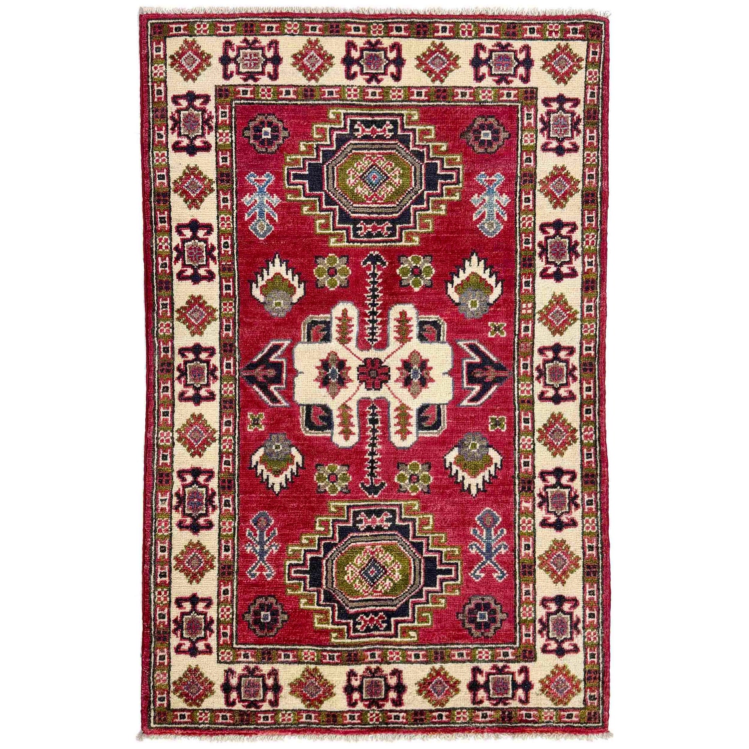 Red Color Kazak Rug 2' 7" x 4' 2" ft / 80 x 126 cm - No. R37724