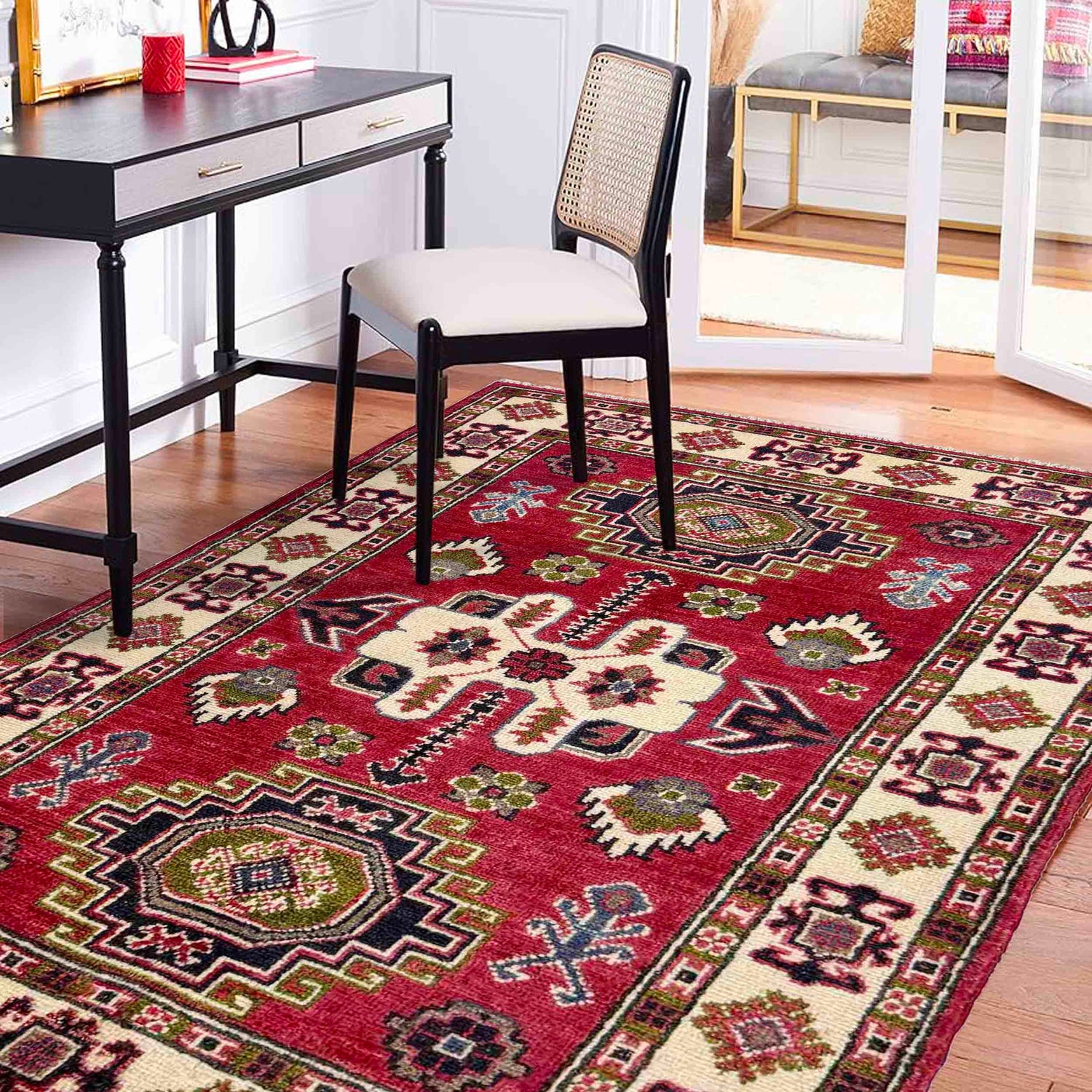 Red Color Kazak Rug 2' 7" x 4' 2" ft / 80 x 126 cm - No. R37724
