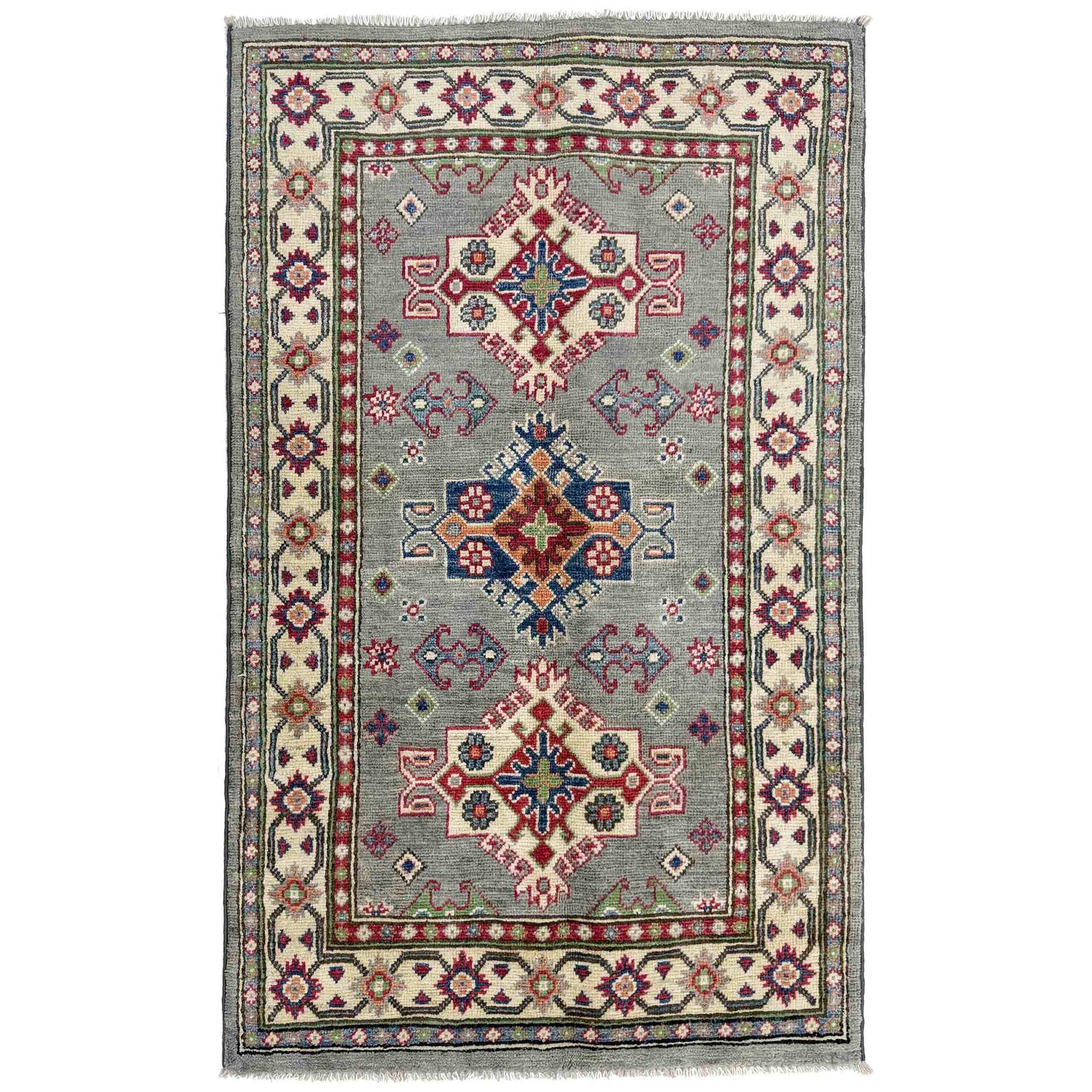 Handmade Kazak Area Rug 2' 8" x 4' 5" ft / 81 x 134 cm - No. R37727