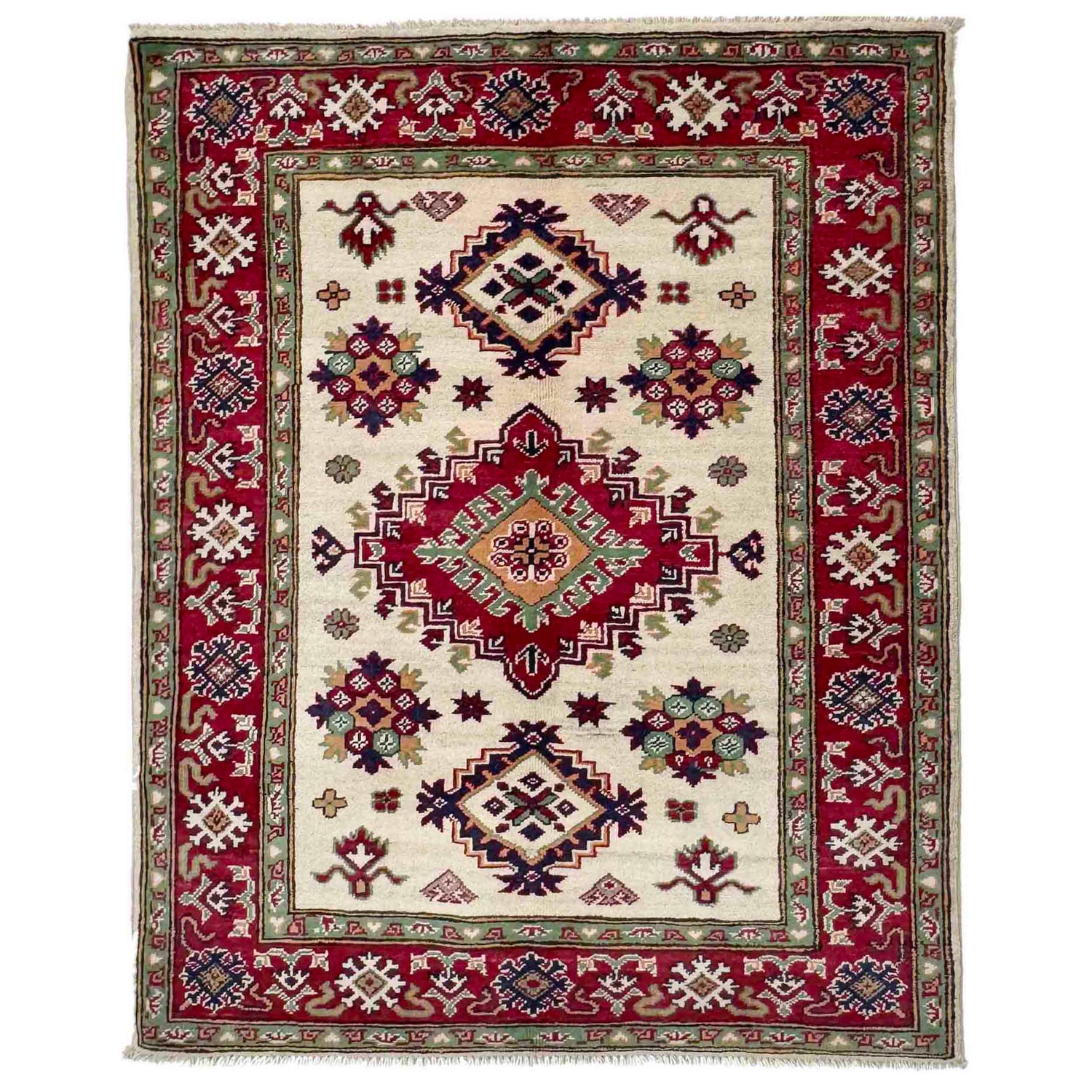 Hand knotted Kazak Carpet 3' 2" x 4' 3" ft / 97 x 129 cm - No. R37729