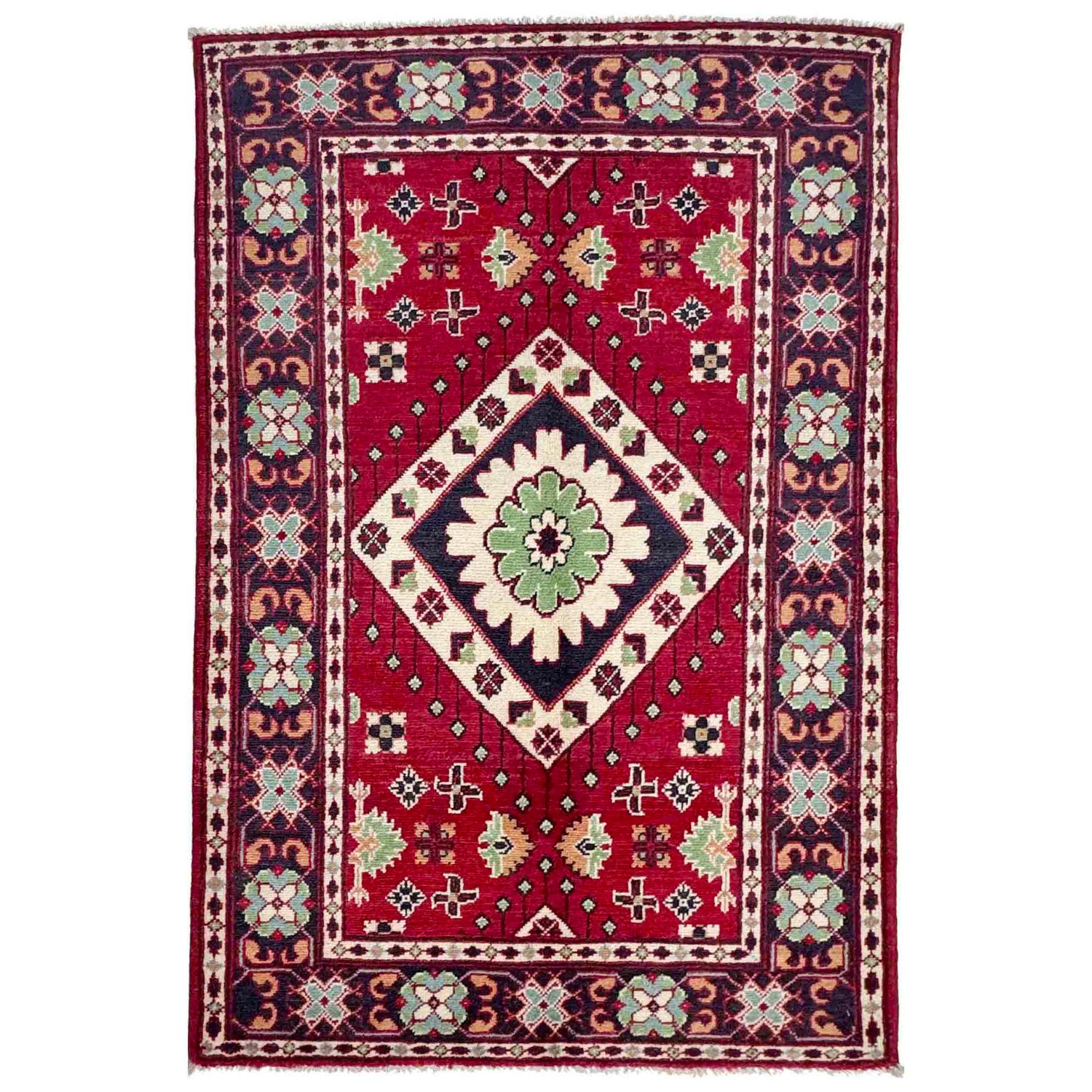 Hand knotted Kazak Carpet 3' 1" x 5' 0" ft / 93 x 153 cm - No. R37730