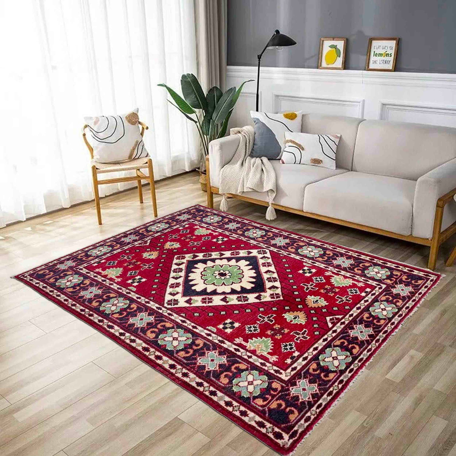 Hand knotted Kazak Carpet 3' 1" x 5' 0" ft / 93 x 153 cm - No. R37730