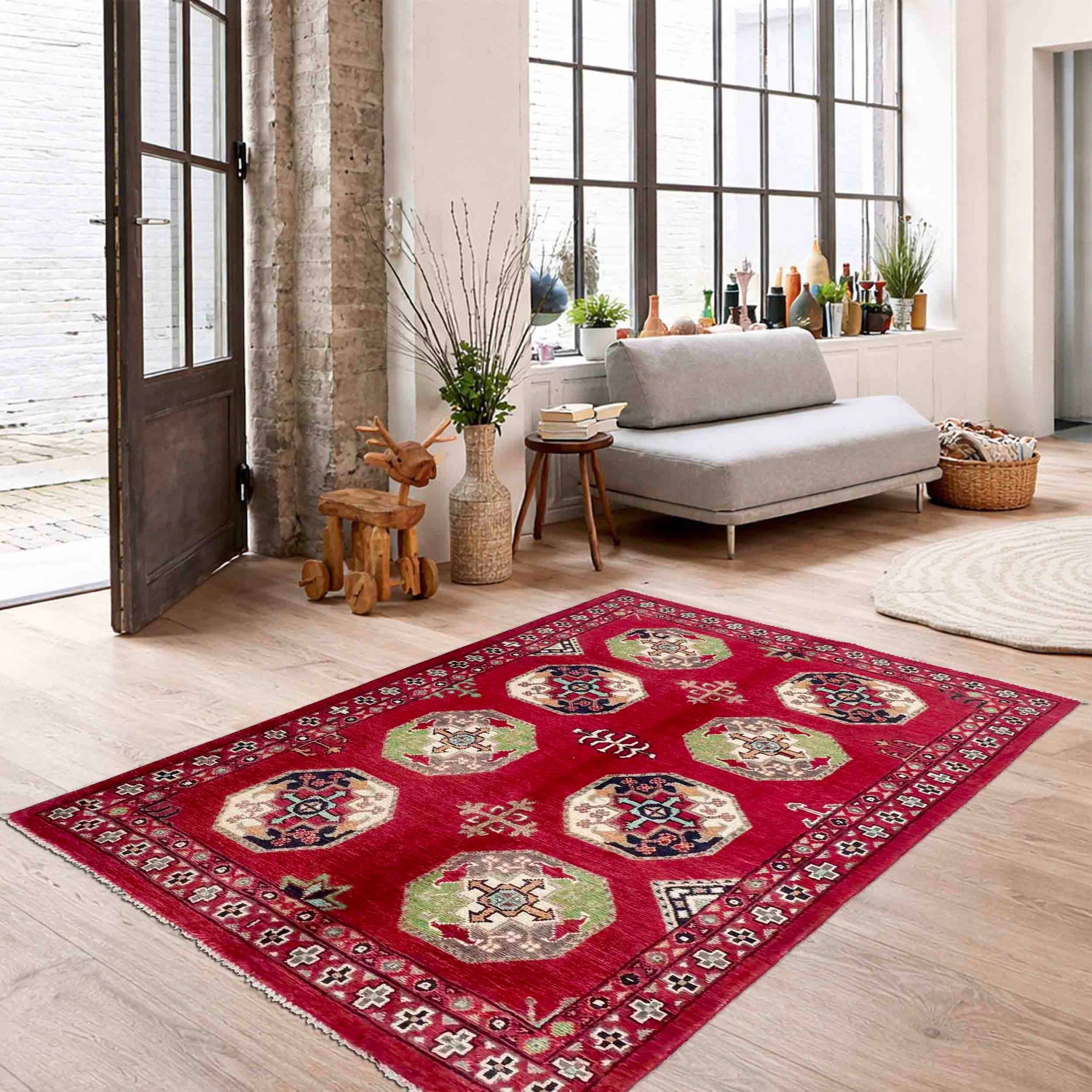 Hand Knotted Oriental Waziri Rug 3' 1" x 4' 9" ft / 93 x 144 cm - No. R37731