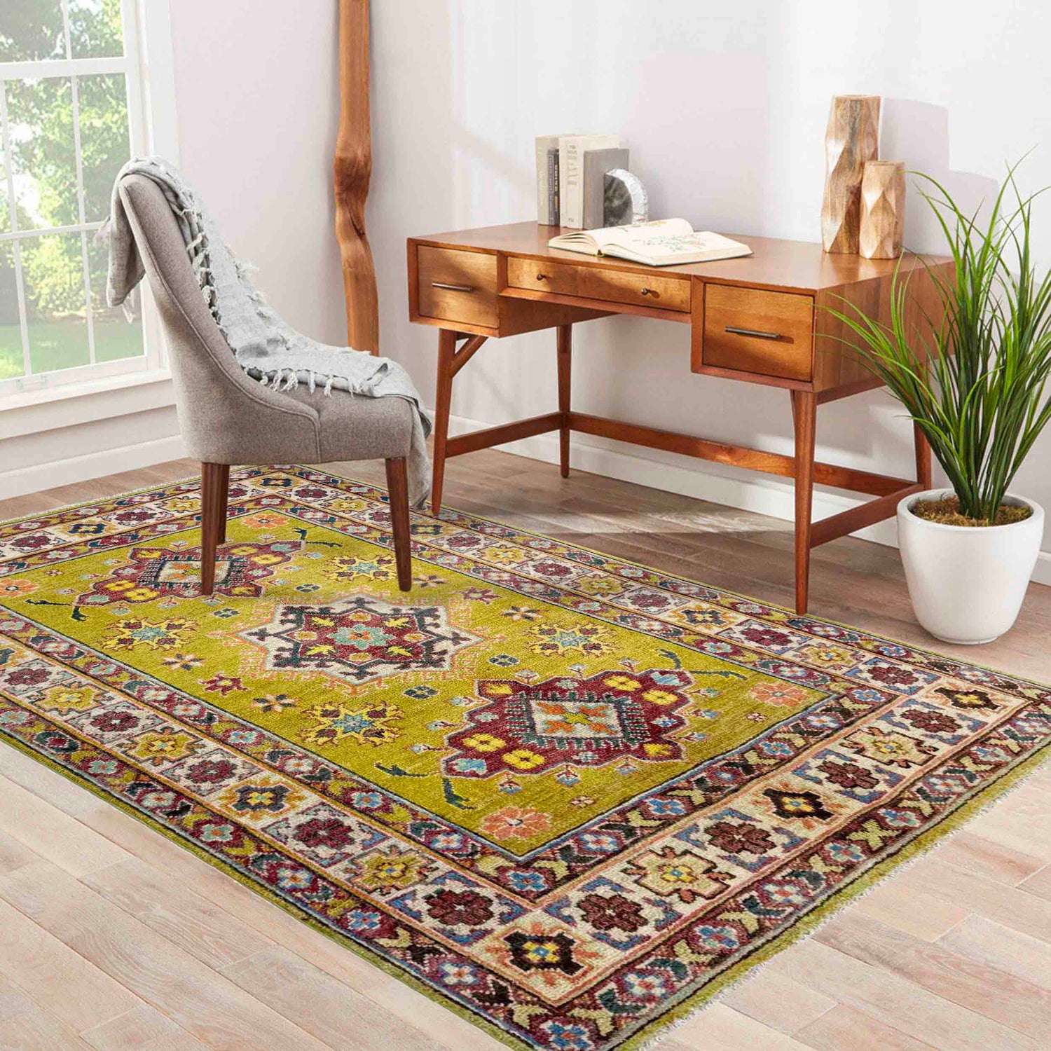 Hand knotted Kazak Rugs 3' 5" x 4' 10" ft / 103 x 148 cm - No. R37736