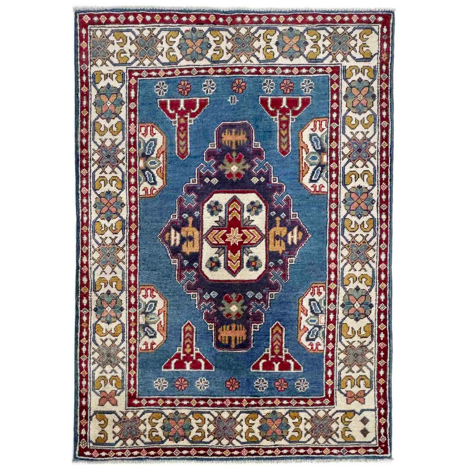 Hand Knotted Kazak Oriental Rug 3' 3" x 4' 9" ft / 98 x 145 cm - No. R37738
