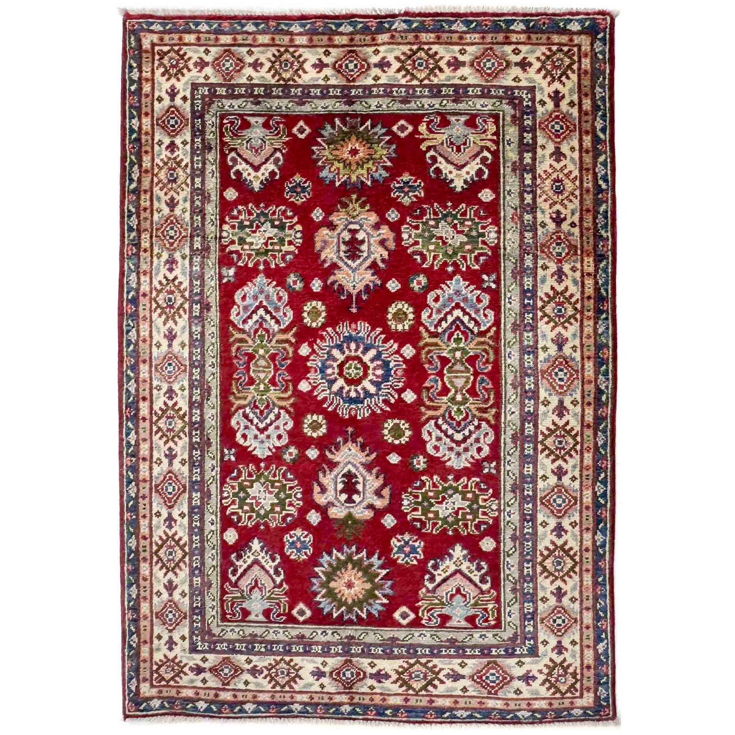 Red Color Kazak Rug 3' 6" x 5' 0" ft / 107 x 152 cm - No. R37740