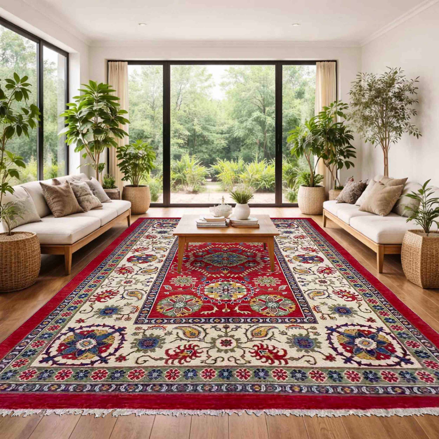 Hand Knotted Kazak Oriental Rug 5' 10" x 8' 11" ft / 178 x 273 cm - No. R37744