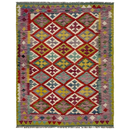 Handmade Afghan Vegetable Kilim 3' 10" x 5' 1" ft / 116 x 155 cm - No. R37789