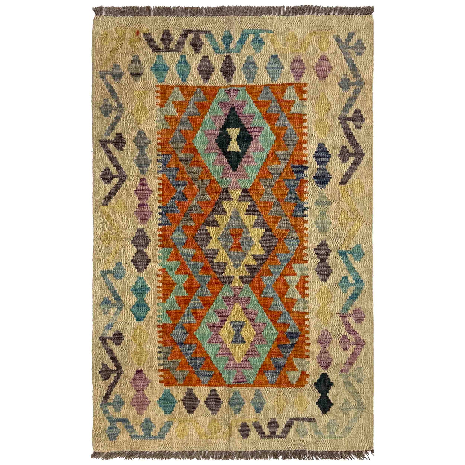 Handmade Vegetable Kilim 2' 8" x 4' 1" ft / 82 x 124 cm - No. R37808