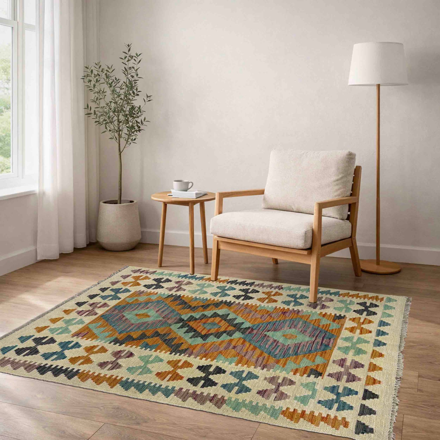 Handmade Vegetable Kelim 2' 7" x 4' 3" ft / 79 x 130 cm - No. R37809