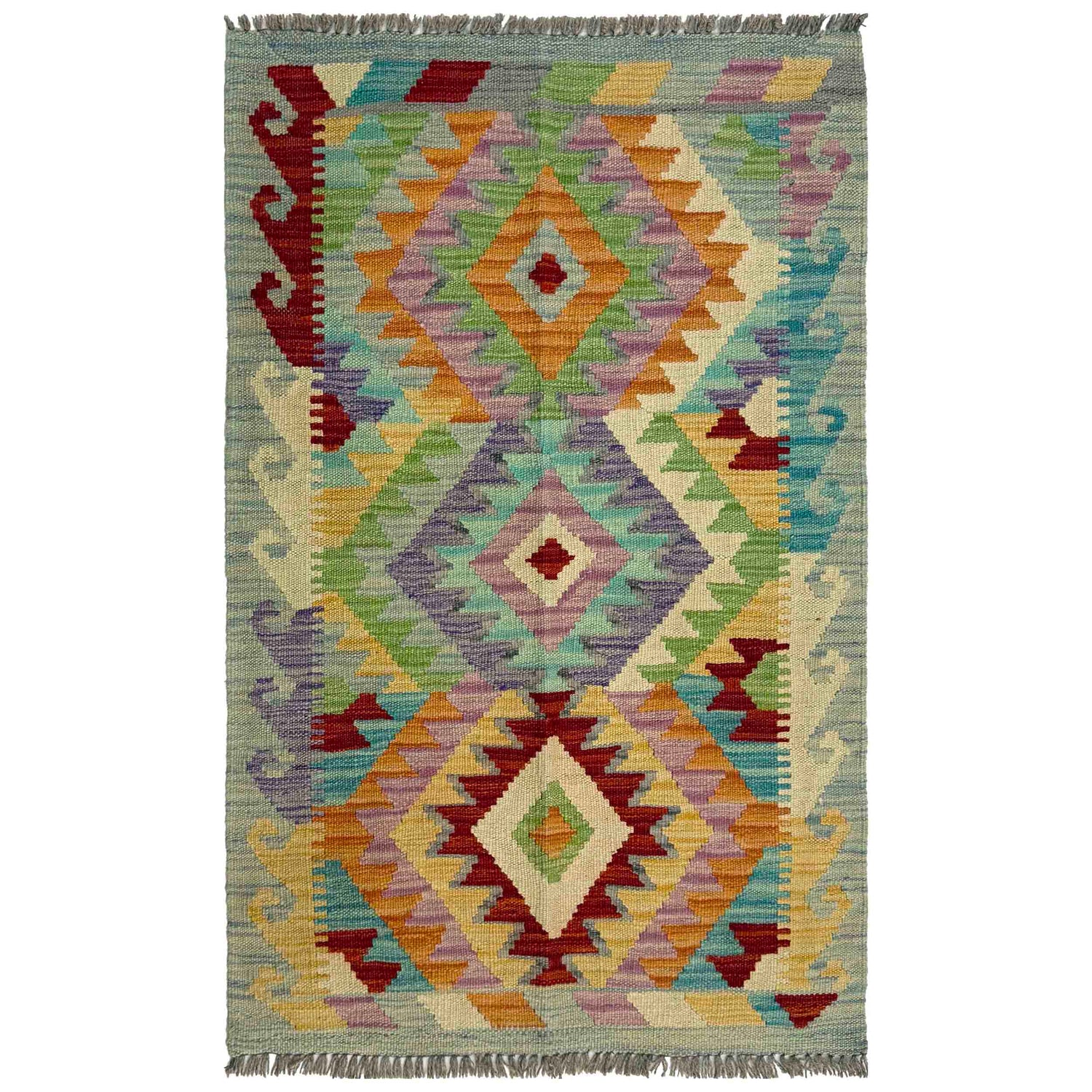 Hand Knotted Afghan Style Kilim 2' 5" x 3' 10" ft / 74 x 117 cm - No. R37811