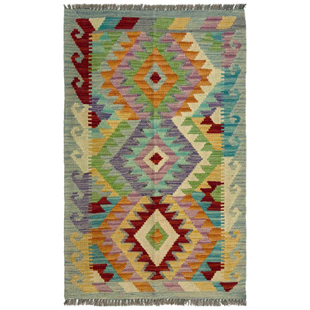 Hand Knotted Afghan Style Kilim 2' 5" x 3' 10" ft / 74 x 117 cm - No. R37811