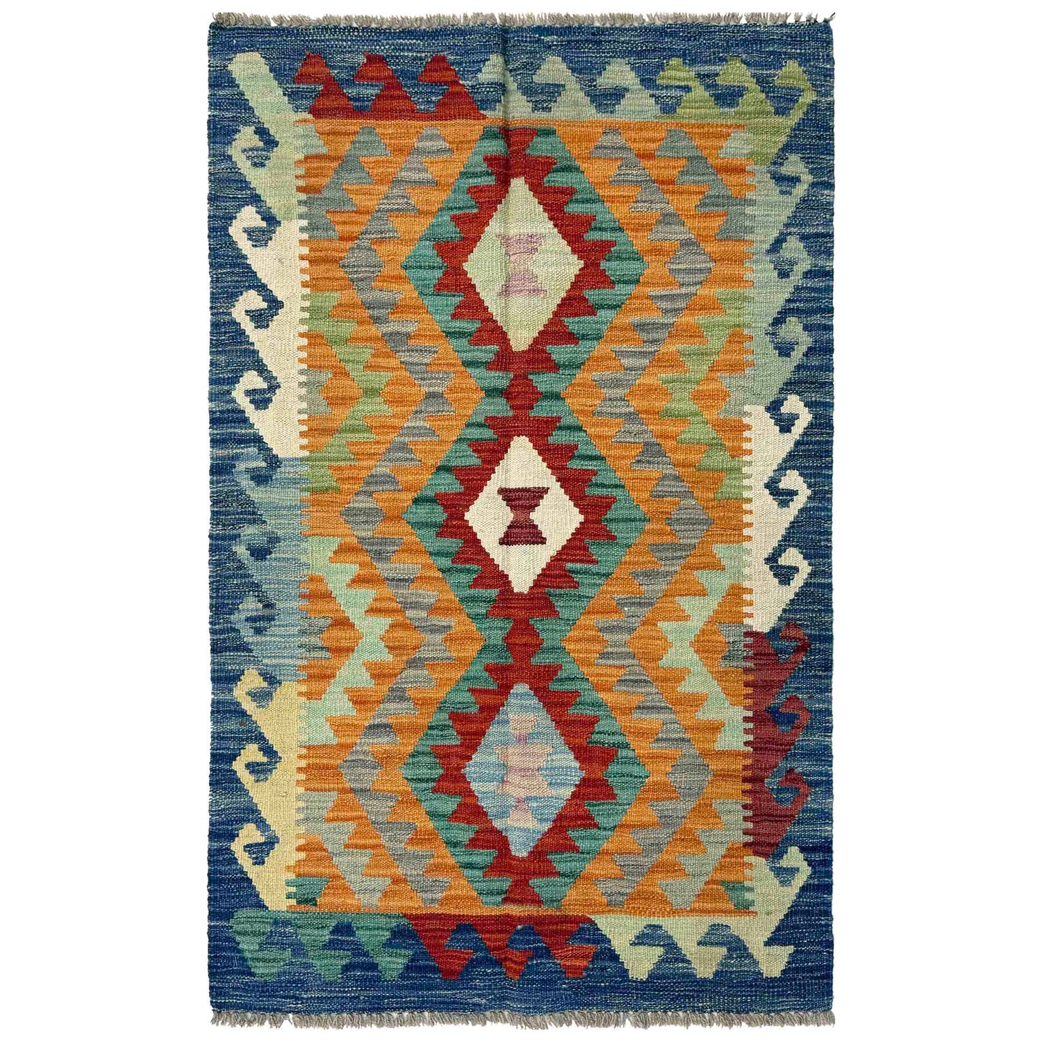 Handmade Turkish Design Wool Kelim 2' 6" x 4' 1" ft / 77 x 124 cm - No. R37815