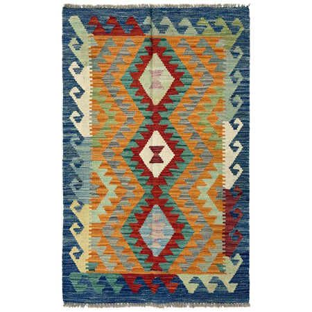 Handmade Turkish Design Wool Kelim 2' 6" x 4' 1" ft / 77 x 124 cm - No. R37815
