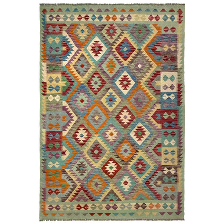 Hand Knotted Afghan Style Kilim 6' 5" x 9' 11" ft / 196 x 303 cm - No. R37823