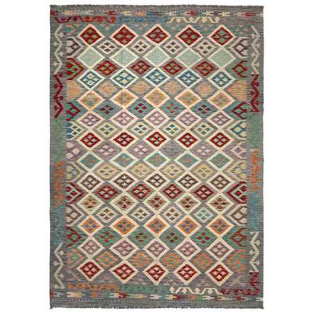 Hand Woven Wool Kelim 6' 4" x 9' 9" ft / 192 x 298 cm - No. R37861