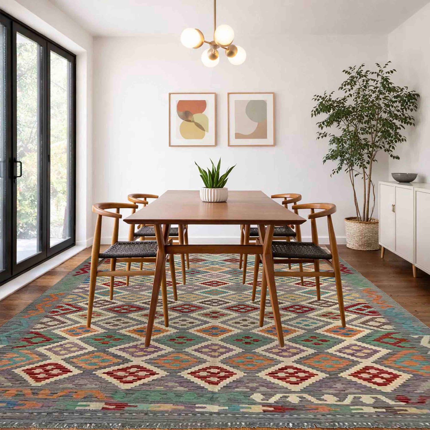 Hand Woven Wool Kelim 6' 4" x 9' 9" ft / 192 x 298 cm - No. R37861
