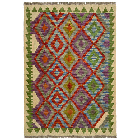 Handmade Vegetable Kelim 3' 3" x 4' 9" ft / 100 x 145 cm - No. R37868