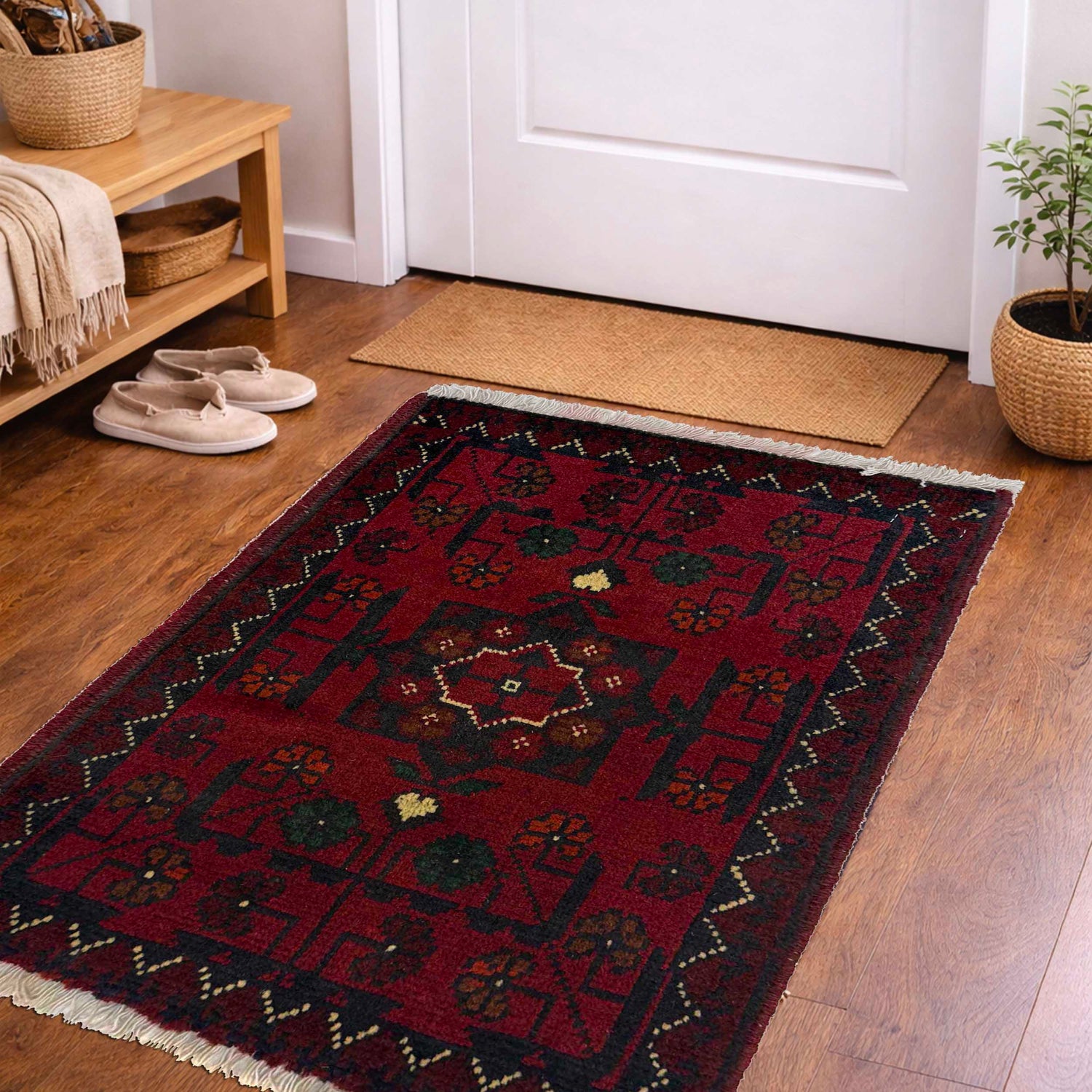 Handmade Floor Mat 1' 5" x 1' 11" ft / 42 x 59 cm - No. R37895