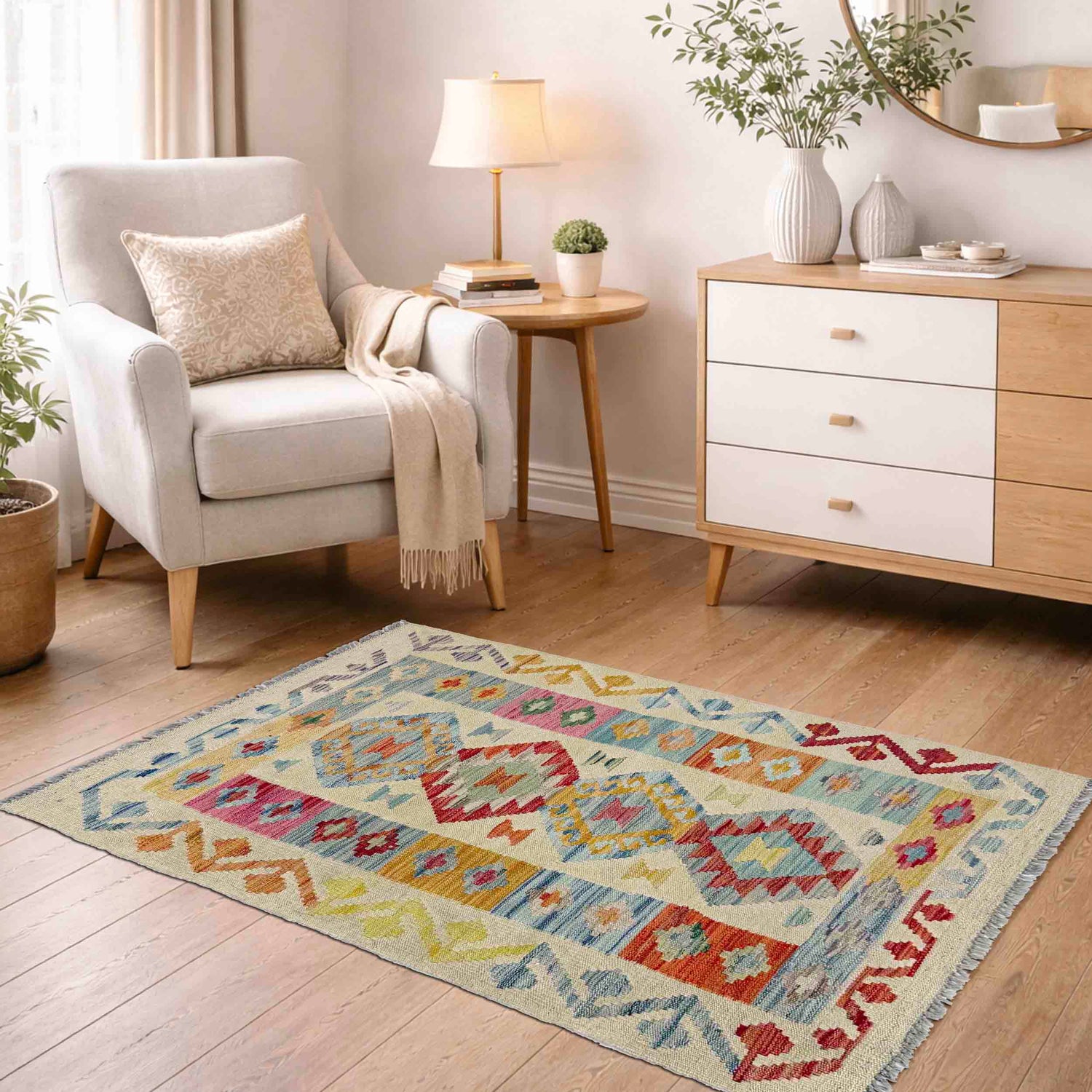 Hand Knotted Flatweave Kilim 2' 7" x 3' 10" ft / 79 x 117 cm - No. R37896