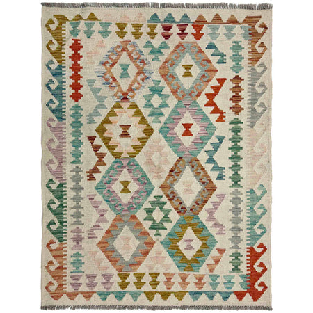 Hand Knotted Flatweave Kilim 3' 7" x 4' 11" ft / 109 x 149 cm - No. R37898