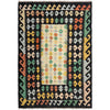 Multi Color ful Flat-Weave Wool Kilim 3' 7" x 5' 1" ft / 110 x 154 cm - No. R37902