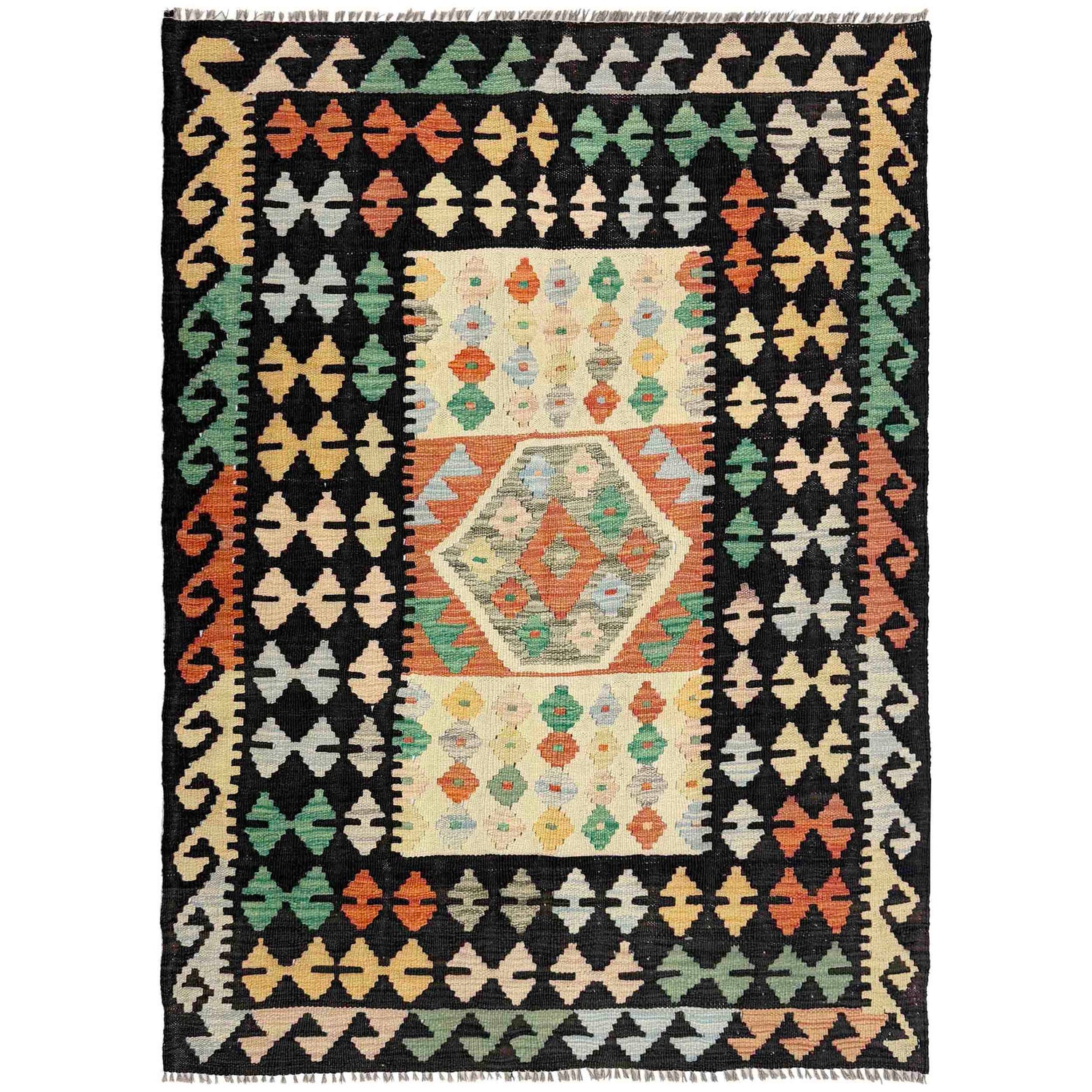 Handmade Vegetable Kilim 3' 6" x 4' 10" ft / 107 x 148 cm - No. R37907