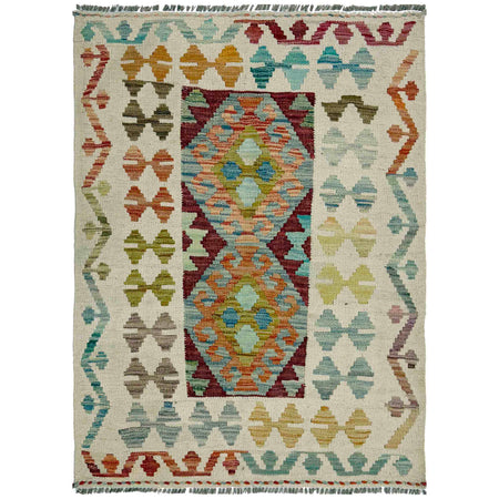 Handmade Afghan Vegetable Kilim 2' 10" x 3' 9" ft / 87 x 115 cm - No. R37908