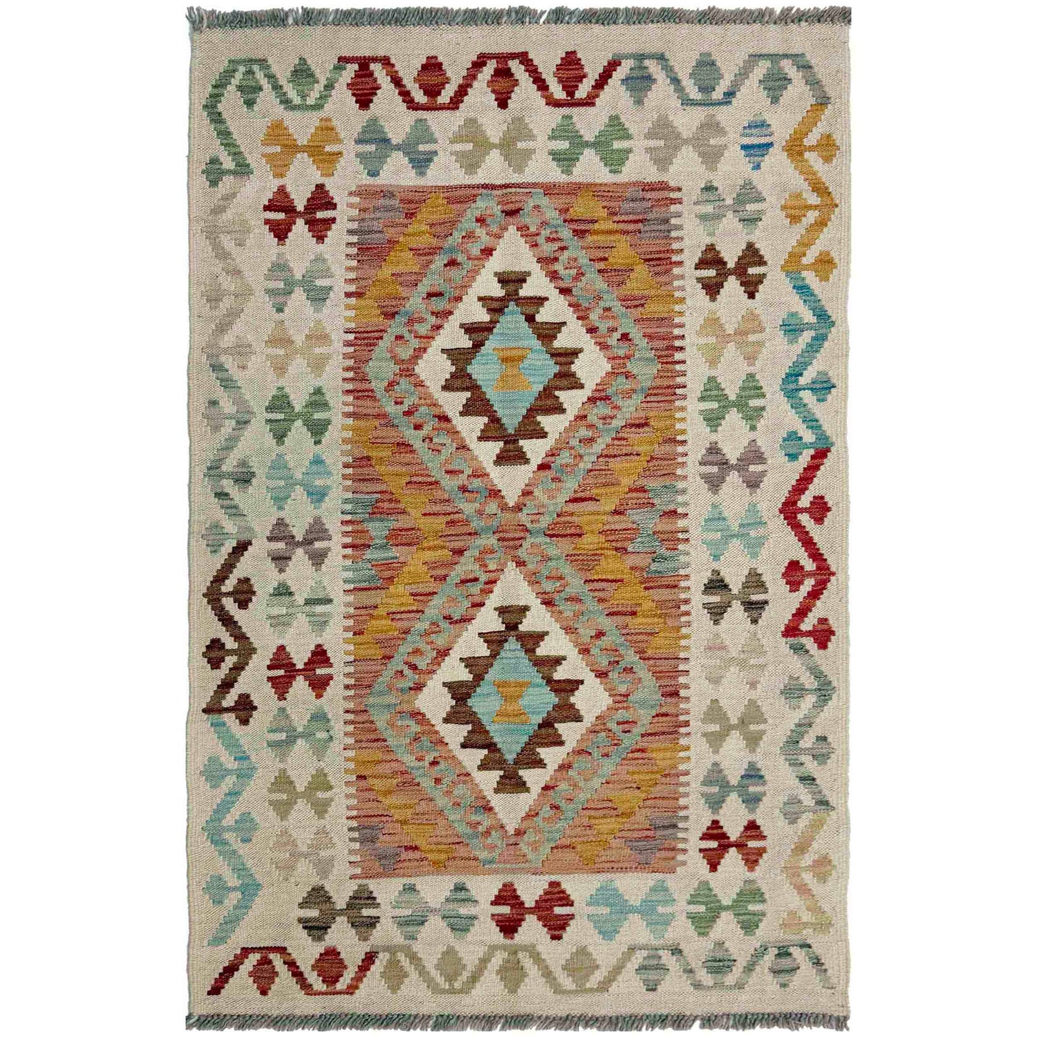 Hand Made Afghan Kilim 2' 9" x 4' 6" ft / 83 x 137 cm - No. R37920
