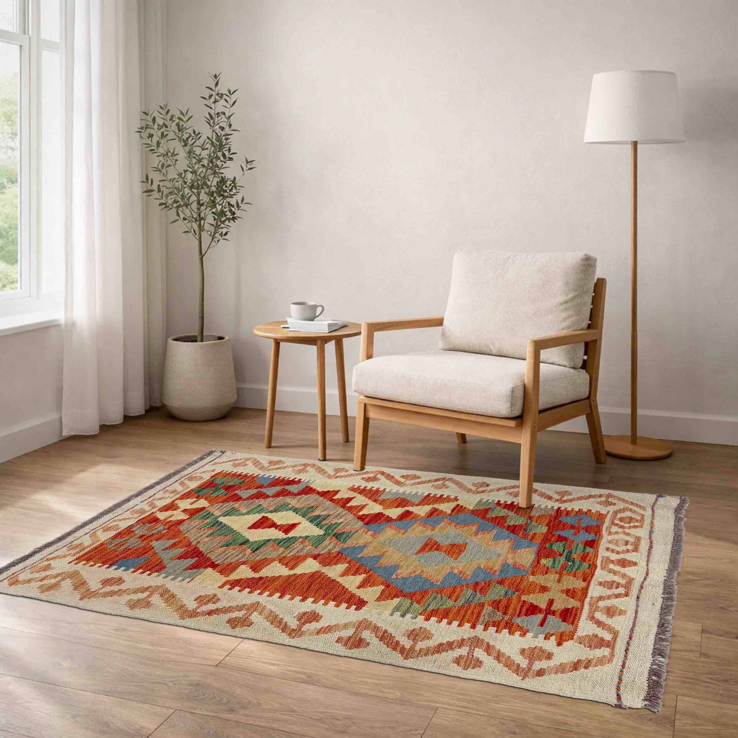 Handmade Vegetable Kilim 2' 9" x 4' 0" ft / 83 x 121 cm - No. R37922