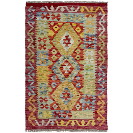 Hand Knotted Afghan Style Kilim 2' 7" x 4' 2" ft / 80 x 126 cm - No. R37924