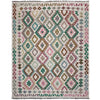 Multi Color ful Flat-Weave Wool Kilim 5' 11" x 7' 7" ft / 180 x 232 cm - No. R37934