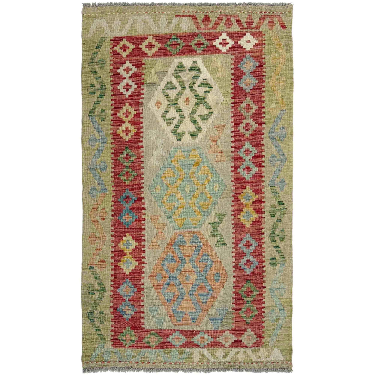 Hand Knotted Flatweave Kilim 2' 9" x 4' 11" ft / 83 x 150 cm - No. R37960