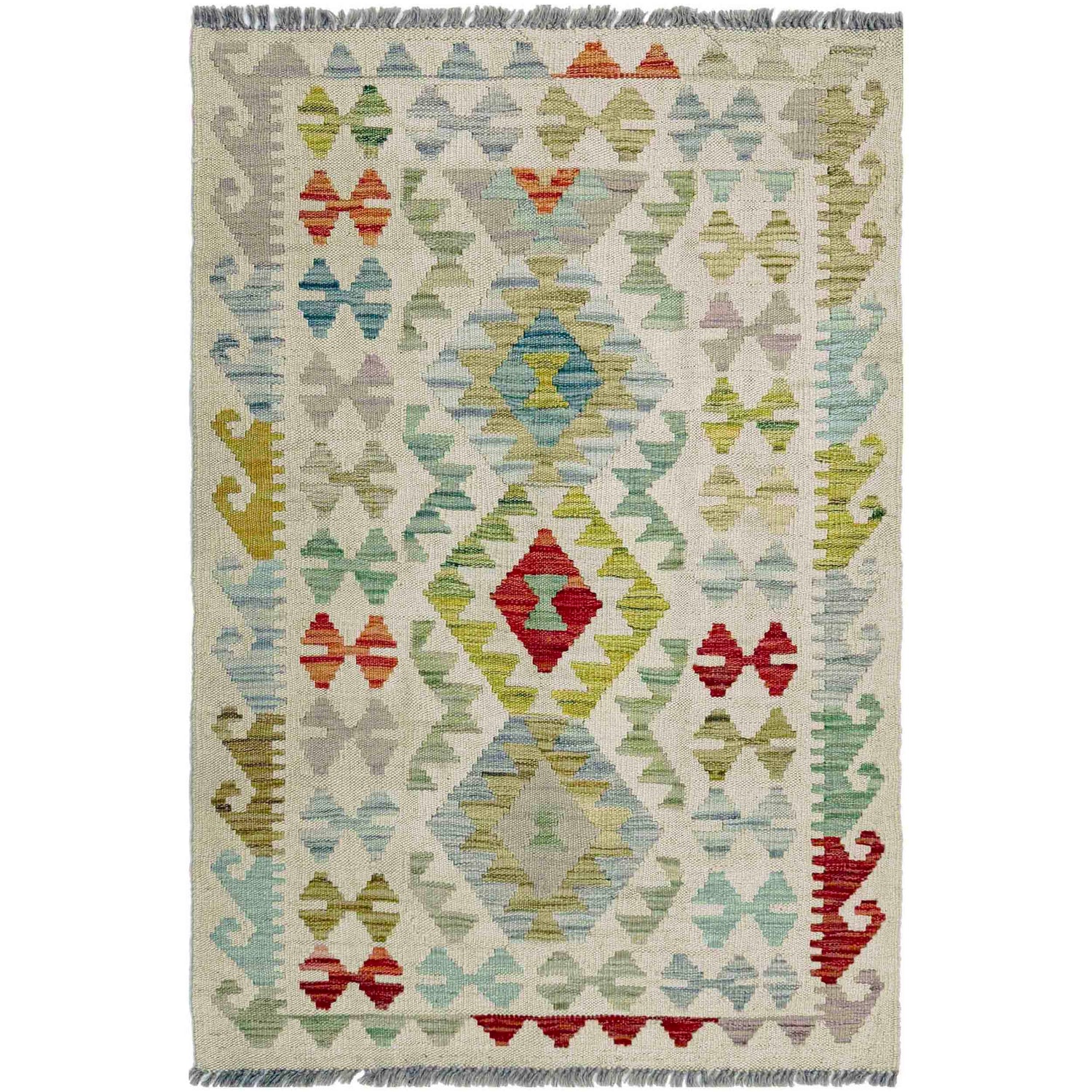 Handmade Afghan Vegetable Kilim 2' 9" x 4' 2" ft / 85 x 126 cm - No. R37963