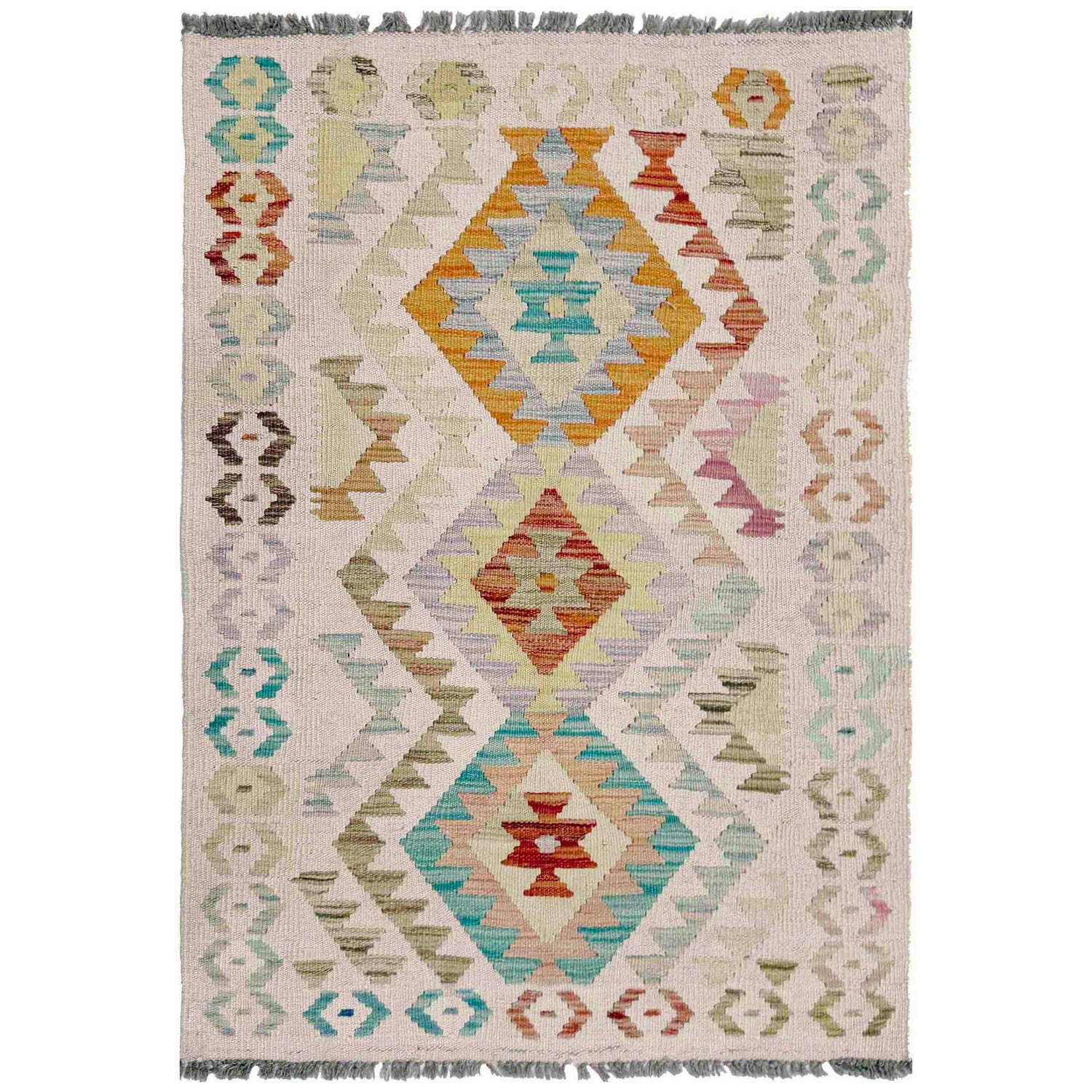 Hand Made Afghan Kilim 2' 7" x 3' 10" ft / 80 x 118 cm - No. R37964