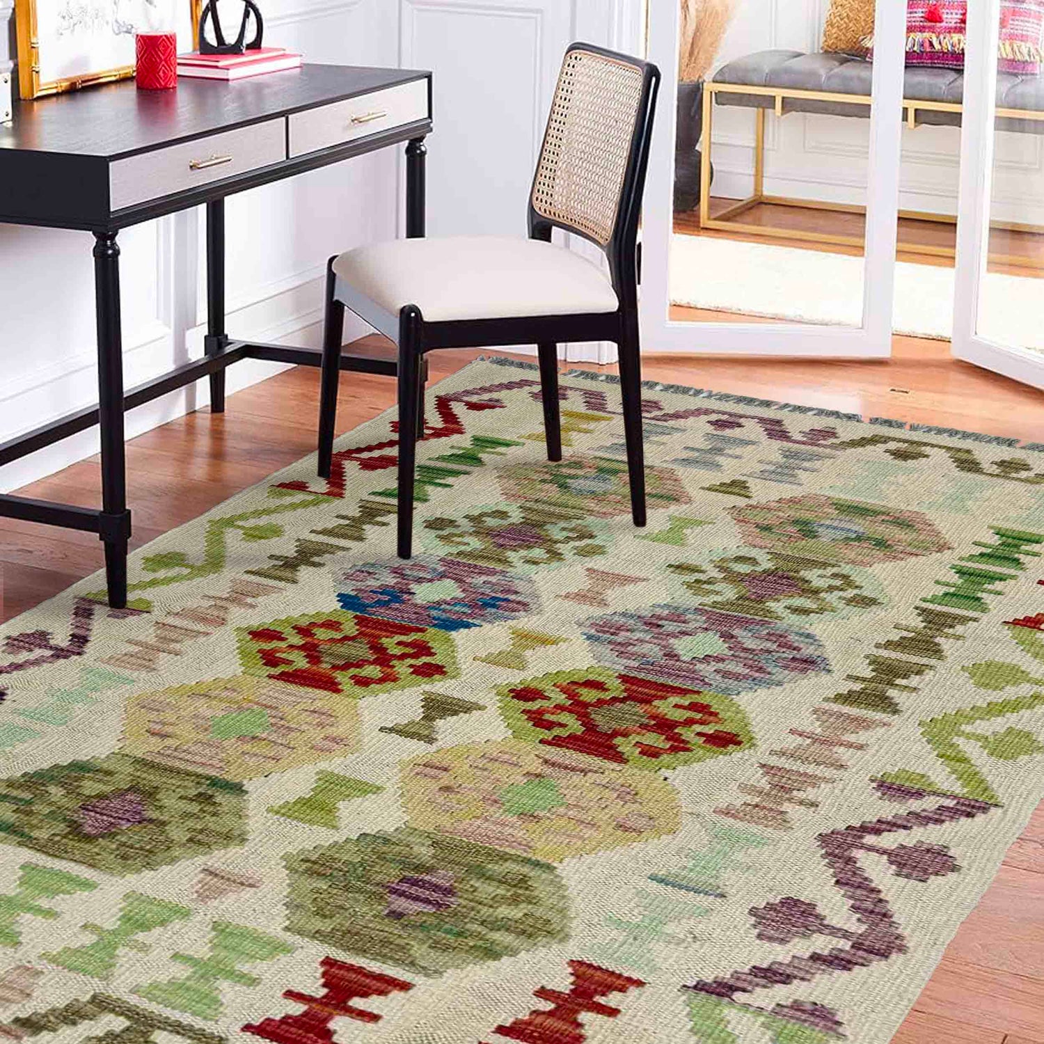 Hand Knotted Afghan Style Kilim 2' 6" x 4' 0" ft / 76 x 122 cm - No. R37971
