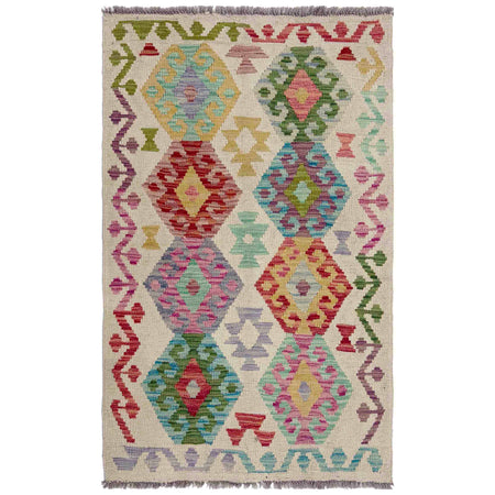 Hand Woven Wool Kelim 2' 6" x 4' 2" ft / 76 x 127 cm - No. R37972