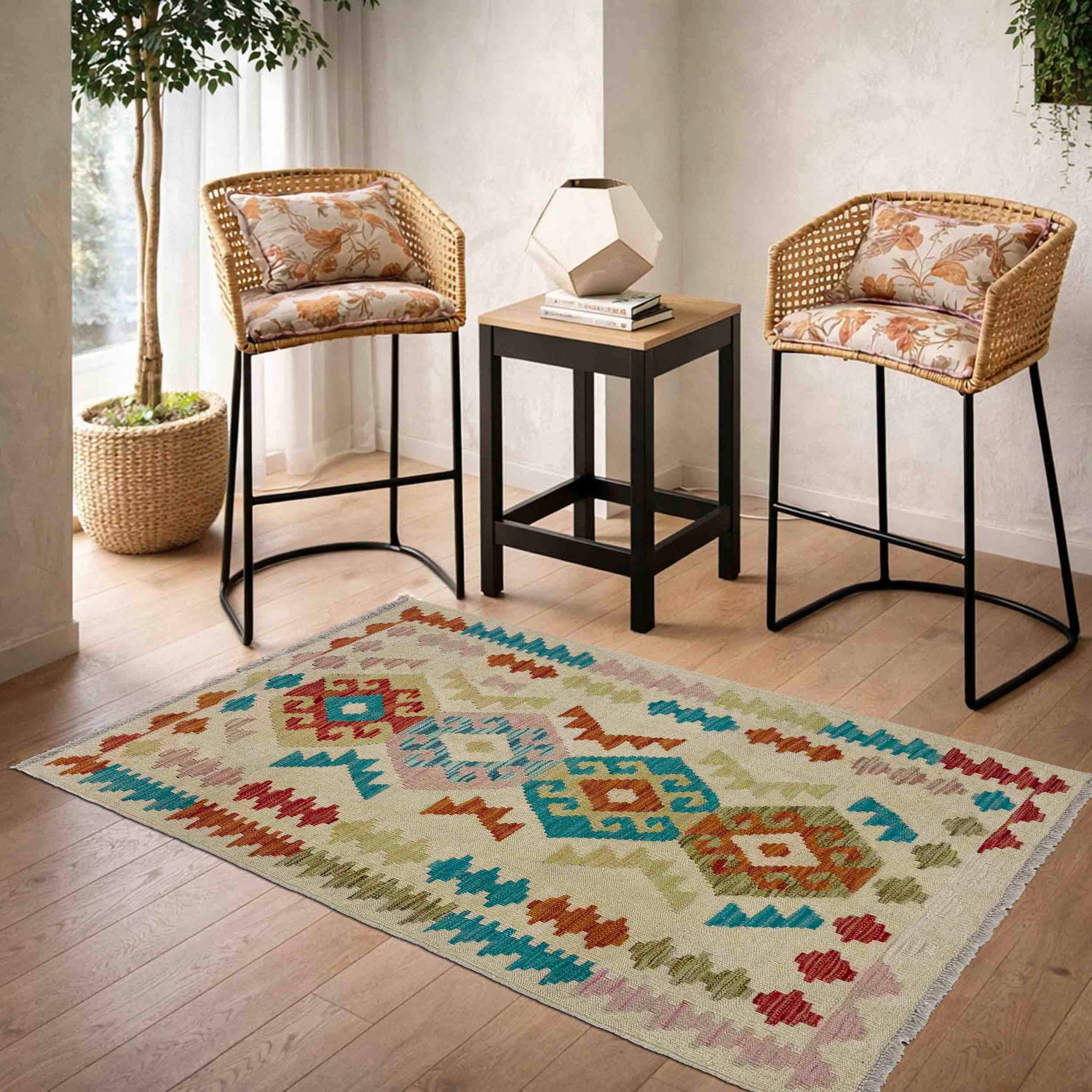 Hand Knotted Flatweave Kilim 2' 6" x 4' 4" ft / 75 x 131 cm - No. R37975