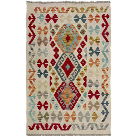 Handmade Afghan Vegetable Kilim 2' 7" x 4' 0" ft / 79 x 122 cm - No. R37976