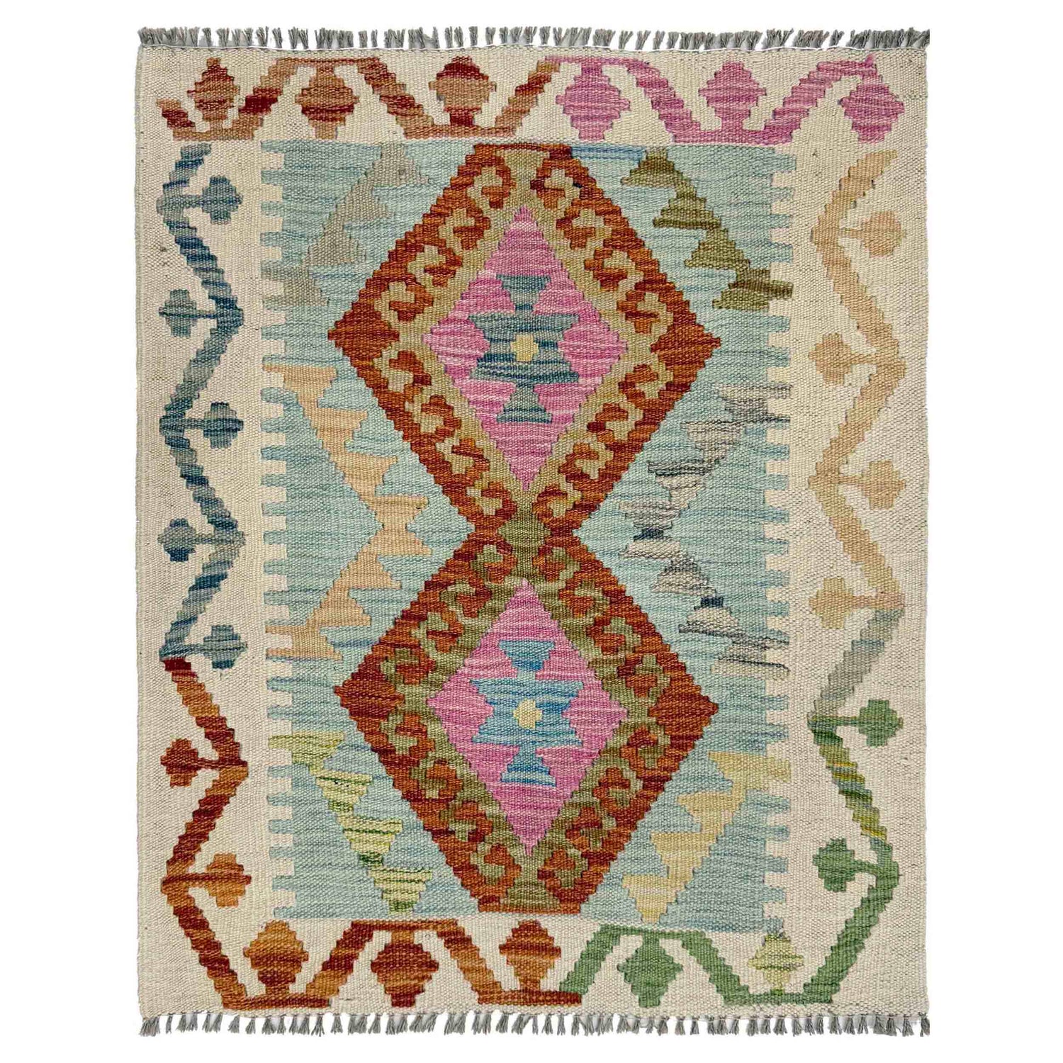 Hand Woven Wool Kelim 2' 2" x 2' 7" ft / 66 x 79 cm - No. R37995