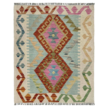 Hand Woven Wool Kelim 2' 2" x 2' 7" ft / 66 x 79 cm - No. R37995