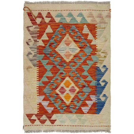 Hand Knotted Flatweave Kilim 2' 0" x 2' 9" ft / 60 x 85 cm - No. R38001