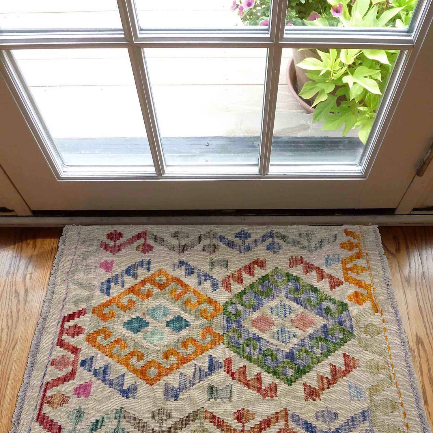 Hand Made Afghan Kilim 2' 0" x 2' 10" ft / 62 x 87 cm - No. R38003